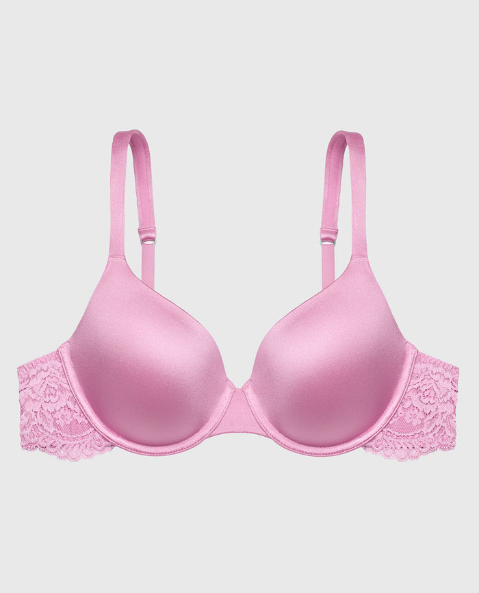 Lightly Lined Micro Cup Bra With Lace Wing in Orchid