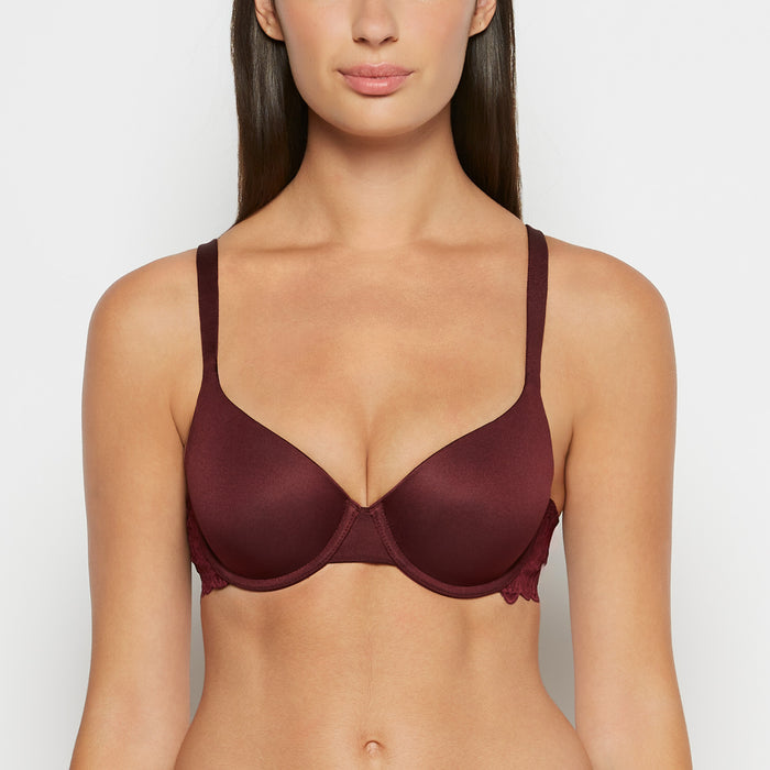 Lightly Lined Micro Cup Reverie Bra with Lace Wing in Russian Ruby