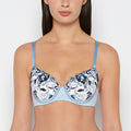 Lightly Lined Perfect Coverage Bra in Ivory with Glacier Lake and Dark Navy