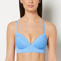 Lightly Lined Wireless Bra with Charmed Lace in Azure Blue