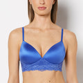 Lightly Lined Wireless Bra with Charmed Lace Wing in Dazzling Blue