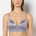 Lightly Lined Wireless Bra with Charmed Lace Wing in Quicksilver