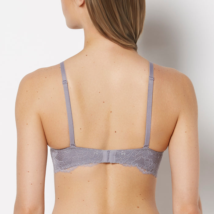 Lightly Lined Wireless Bra with Charmed Lace Wing in Quicksilver