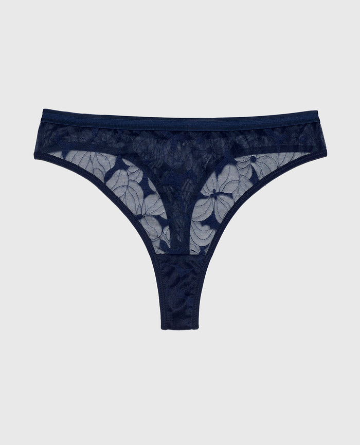 Lined Thong in Navy