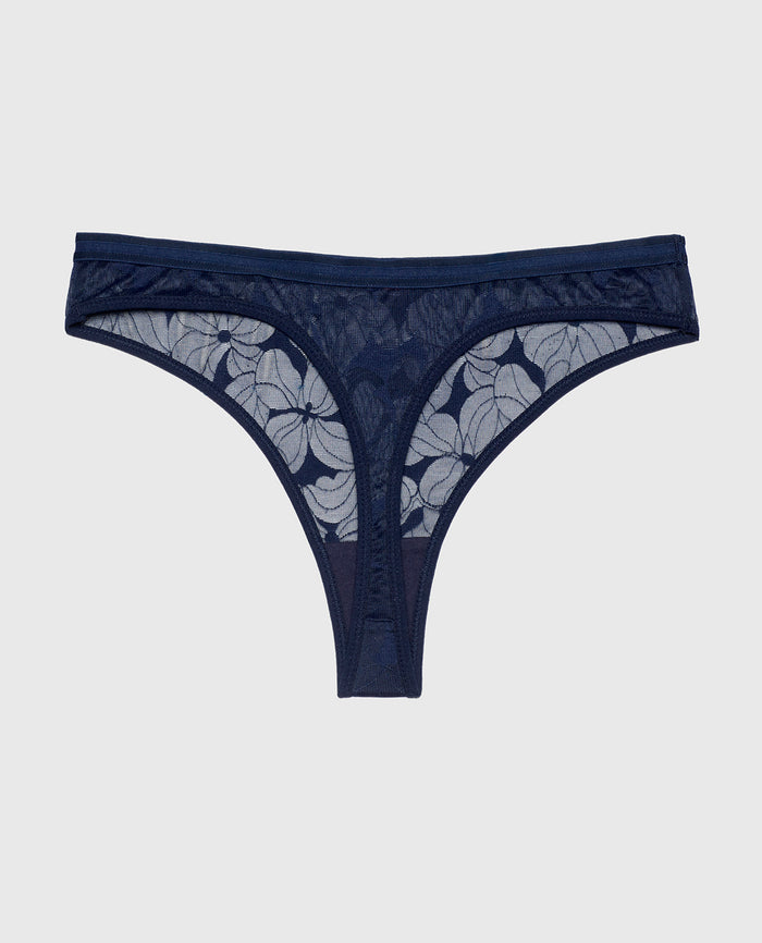 Lined Thong in Navy
