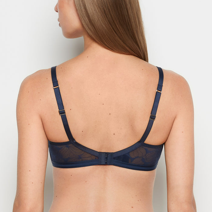 Lined Triangle Bralette in Navy
