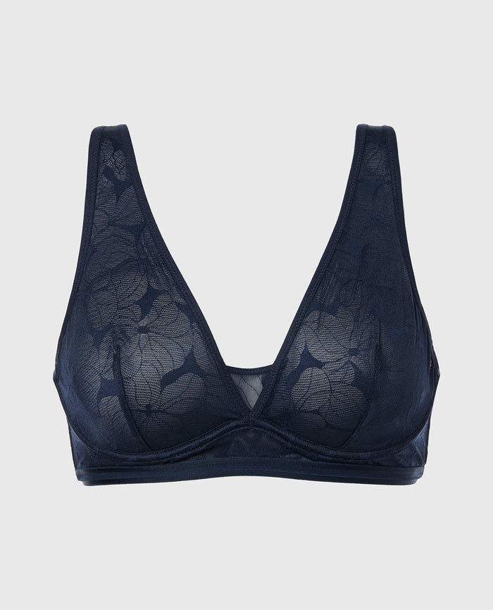 Lined Wired Triangle Bralette in Navy