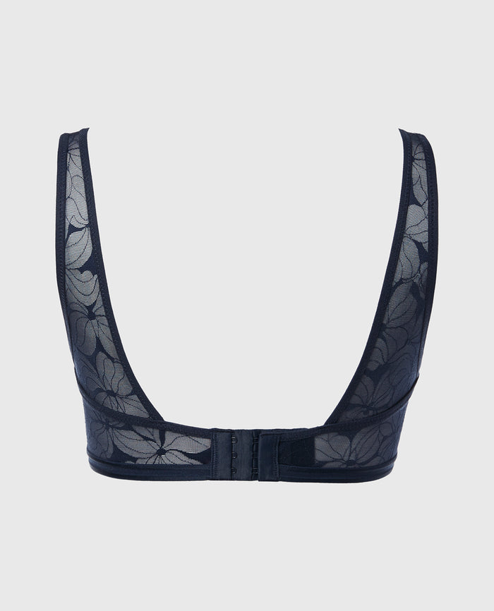 Lined Wired Triangle Bralette in Navy