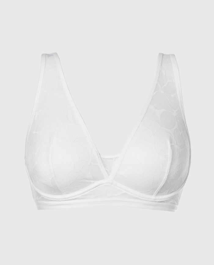 Lined Wired Triangle Bralette in Powdered Sugar