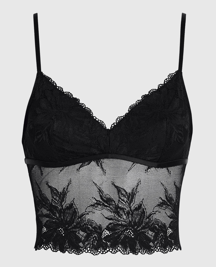 Long Line Bralette in Black