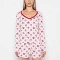Long sleeve brushed jersey v-Neck top in Big Sweet Bows
