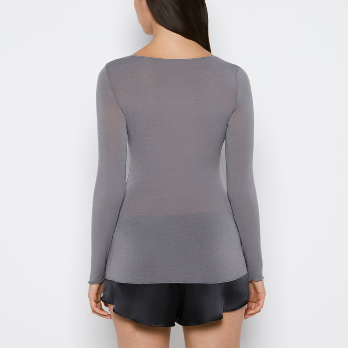 Long Sleeve Modal/Cashmere in Heather Grey