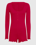 Long Sleeve Onesie in Cosmo Red