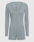 Long Sleeve Ribbed Onesie in Cool Gray