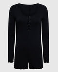 Long Sleeve Ribbed Onesie in Smoulder Black