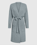 Long Sleeve Ribbed Robe in Cool Gray