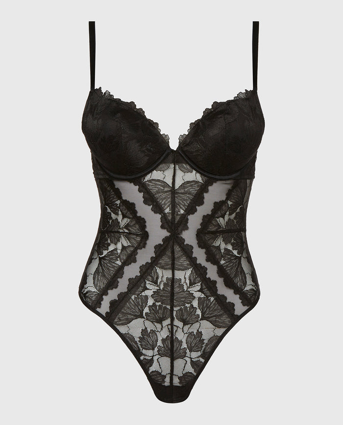 Longlines Bodysuit in Tuxedo Black