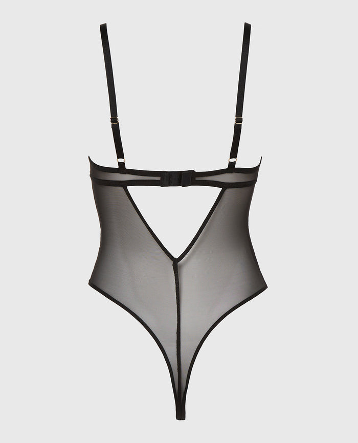 Longlines Bodysuit in Tuxedo Black