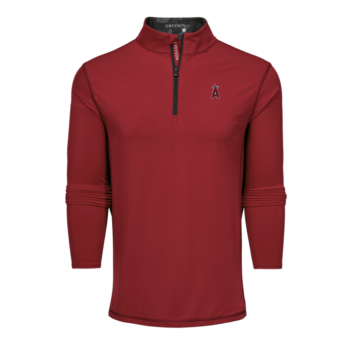 Varsity Red LA Angels Colorado Mock Neck Quarter-Zip Performance Midlayer - Front View | Greyson Clothiers
