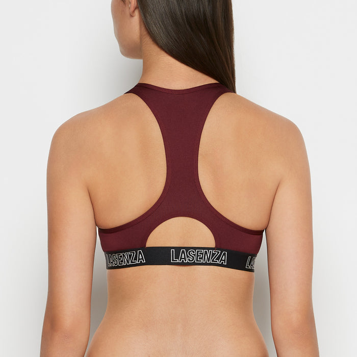 Low Impact Sports Bra with Logo in Russian Ruby