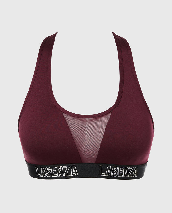 Low Impact Sports Bra with Logo in Russian Ruby