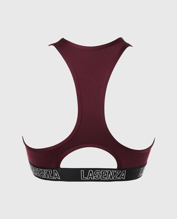 Low Impact Sports Bra with Logo in Russian Ruby