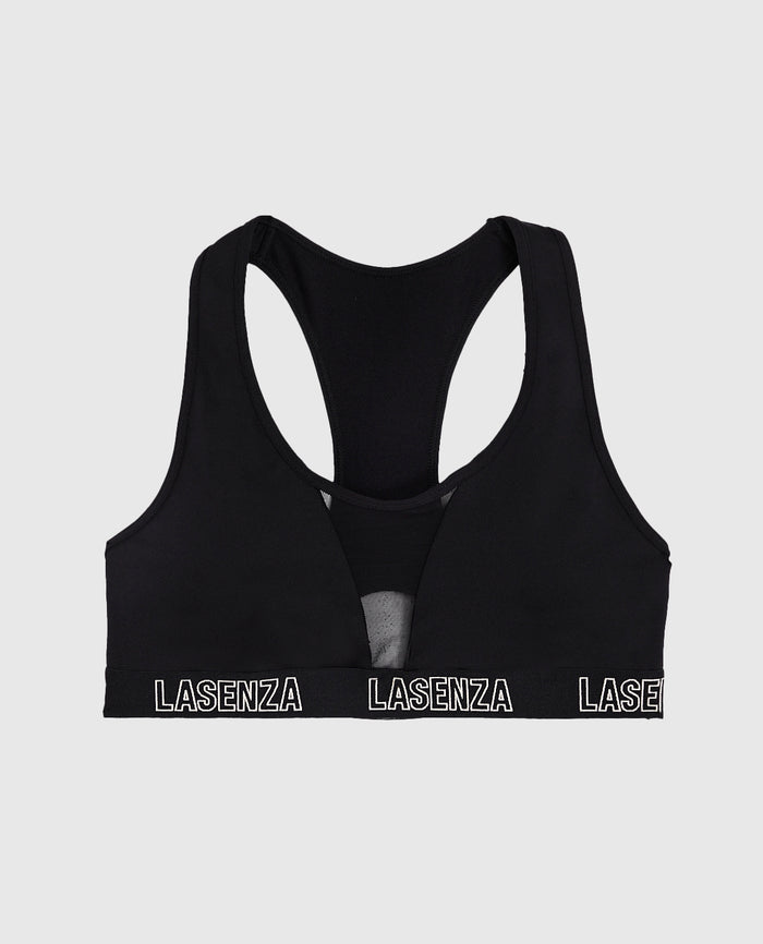 Low Impact  Sports Bra with Logo in Smoulder Black