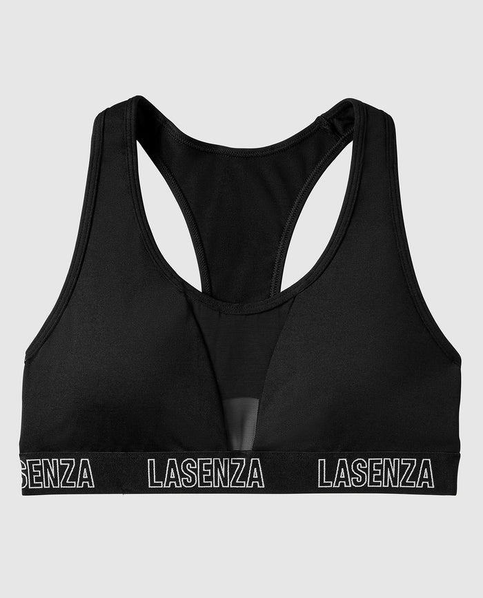 Low Impact  Sports Bra with Logo in Smoulder Black