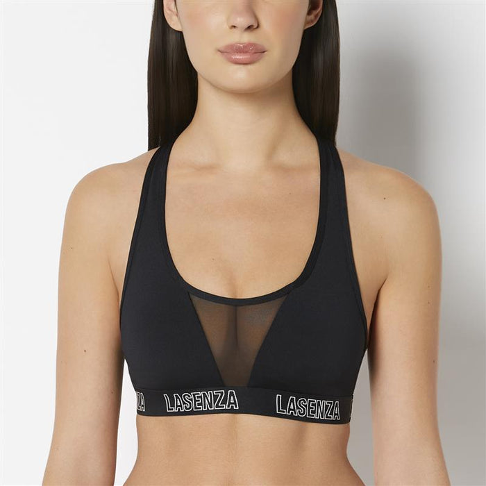 Low Impact  Sports Bra with Logo in Tuxedo Black