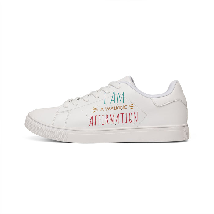 Low-Top Sneakers — "I Am a Walking Affirmation" Leather Casual Shoes