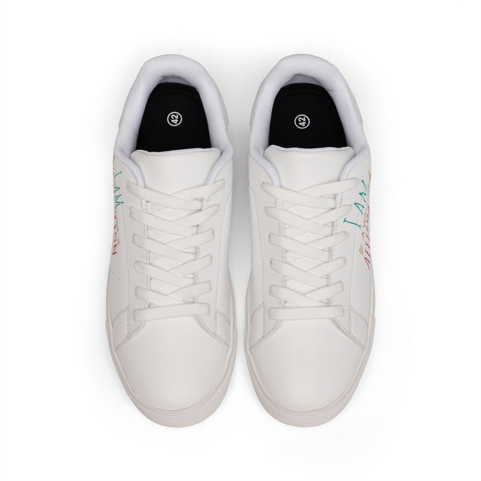 Low-Top Sneakers — "I Am a Walking Affirmation" Leather Casual Shoes