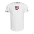 Arctic Cotton Slub Tee WLF American Flag Graphic Curved Hem - Front View | Greyson Clothiers