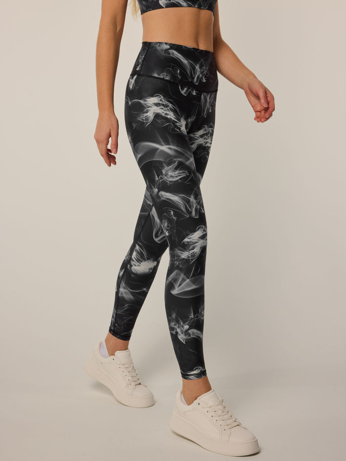 Shepherd Ghost Dancer Luna Legging, high-waist smoke print - Front Angle On Model | Greyson Clothiers
