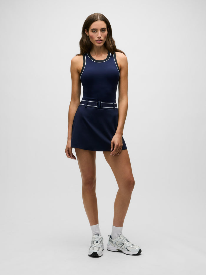 Maltese Blue Luna Two-Tone Tank Top - Front View, On Model | Greyson Clothiers