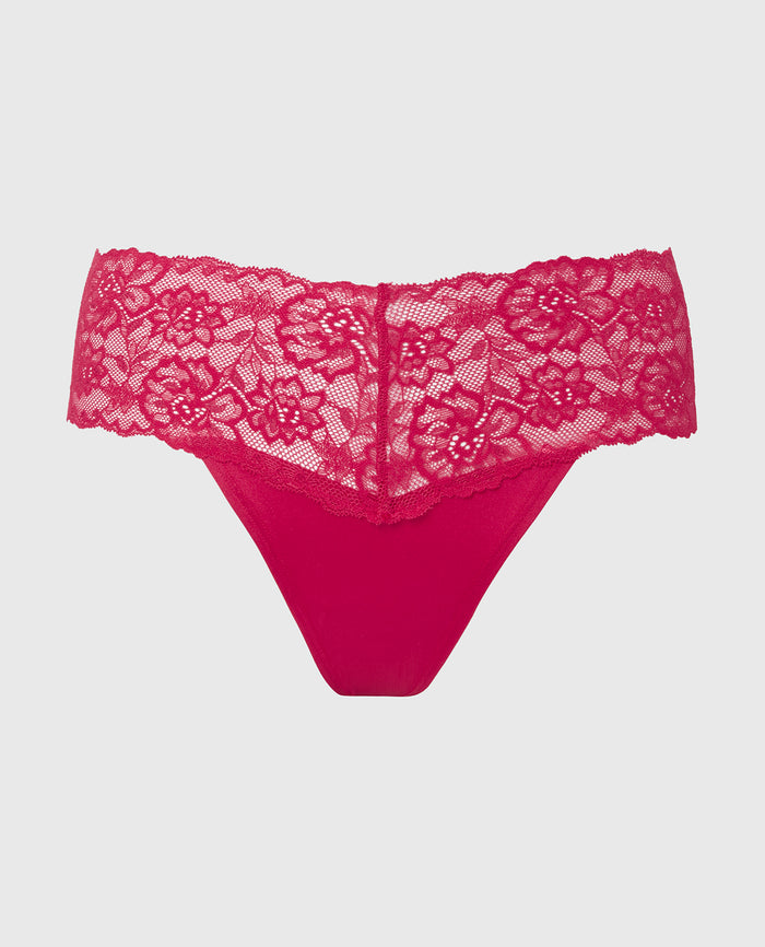 Magnificent Lace Thong Panty in Crimson