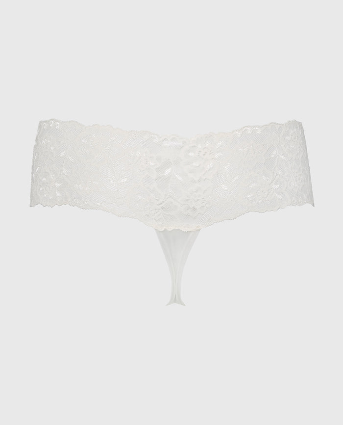 Magnificent Lace Thong Panty in Egret