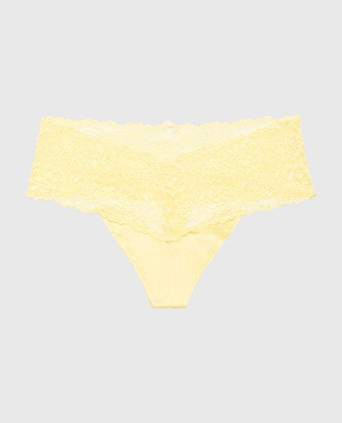 Magnificent Lace Thong Panty in Pale Banana