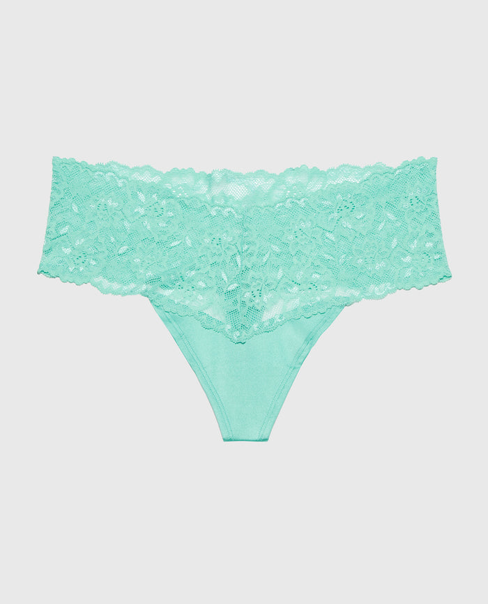 Magnificent Lace Thong Panty in Pool Blue
