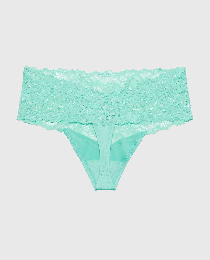 Magnificent Lace Thong Panty in Pool Blue