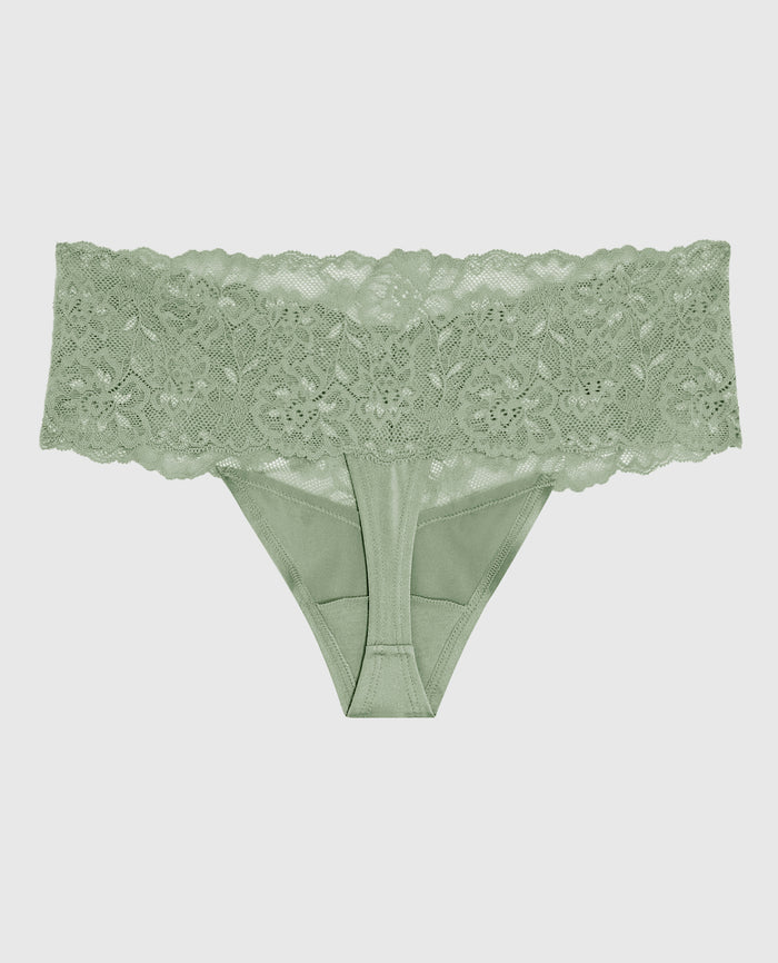 Magnificent Lace Thong Panty in Soft Sage