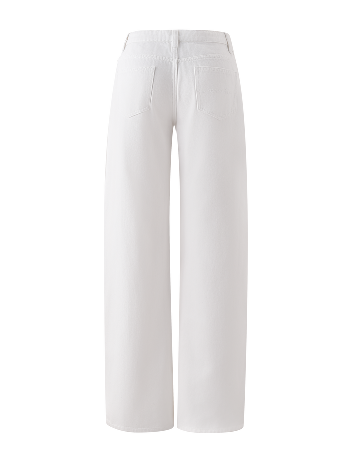 Back view of the TIGERMIST MALIYA JEAN - WHITE, featuring a baggy fit, extra long inseam, and two back pockets, displayed against a plain white background.