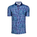Falcon Marlin Curiosities Short Sleeve Polo - Front View, graphic marlin print premium golf polo | Greyson Clothiers