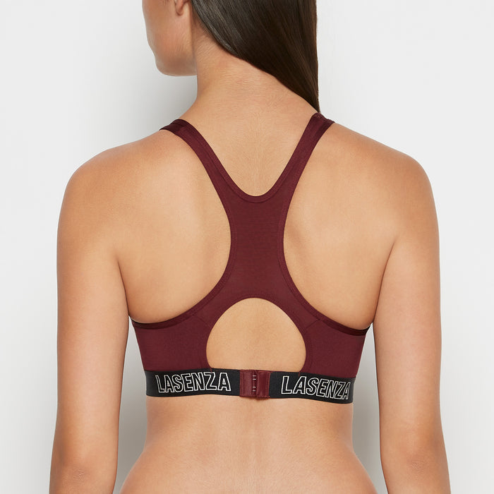 Medium Impact Logo Sports Bra in Russian Ruby
