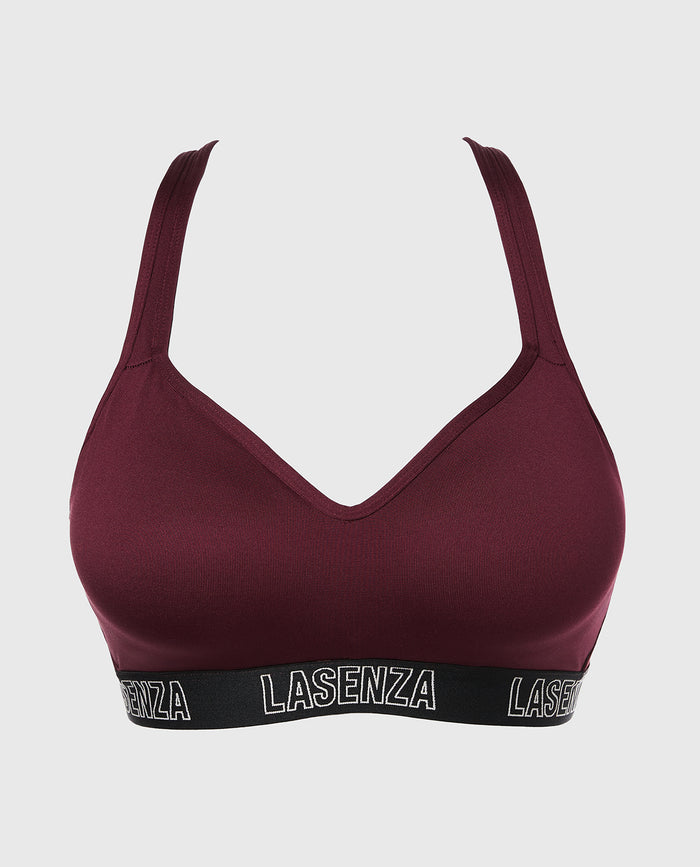 Medium Impact Logo Sports Bra in Russian Ruby