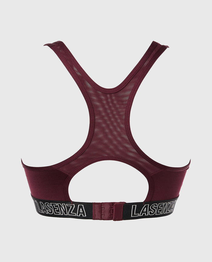 Medium Impact Logo Sports Bra in Russian Ruby