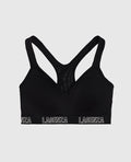 Medium Impact Logo Sports Bra in Tuxedo Black