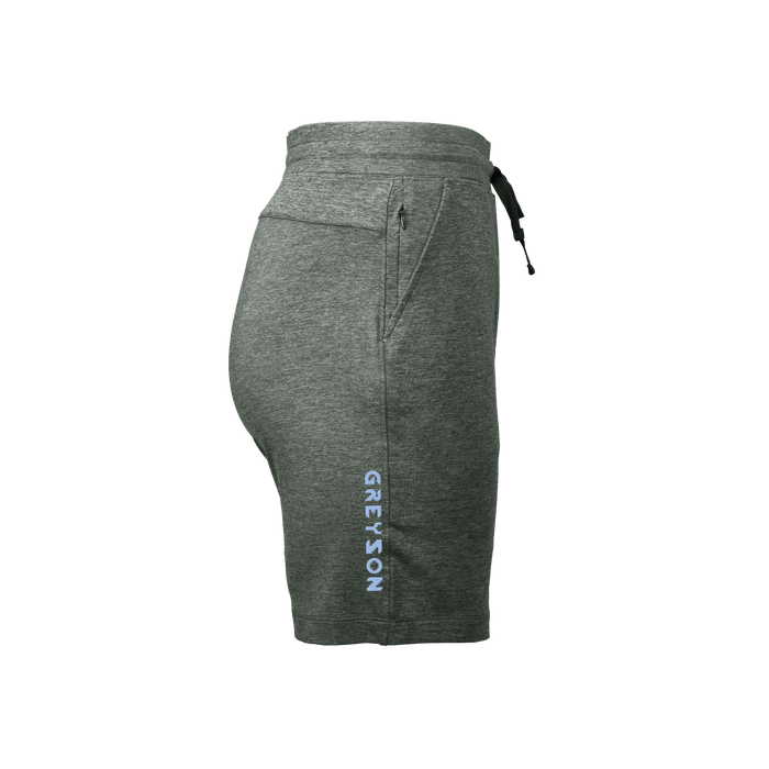 Greyson Members Only Harbor Springs Guide Sport Short in Scareb - Side View with Zippered Hip Pocket and Vertical Logo | Greyson Clothiers