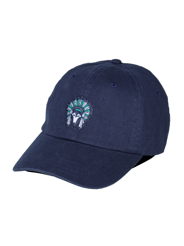 Maltese Blue Members Only Wise Wolf Dad Hat - Front Angle, Embroidered Wolf Detail | Greyson Clothiers