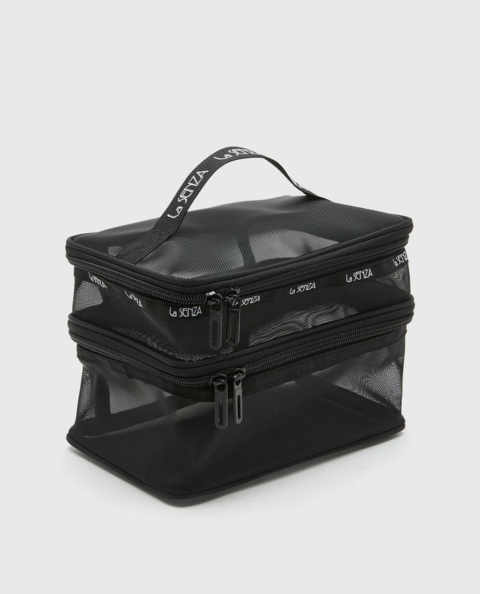 Mesh Cosmetic Case in Tuxedo Black
