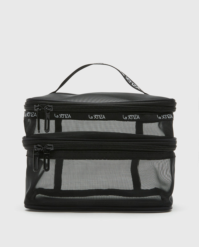 Mesh Cosmetic Case in Tuxedo Black